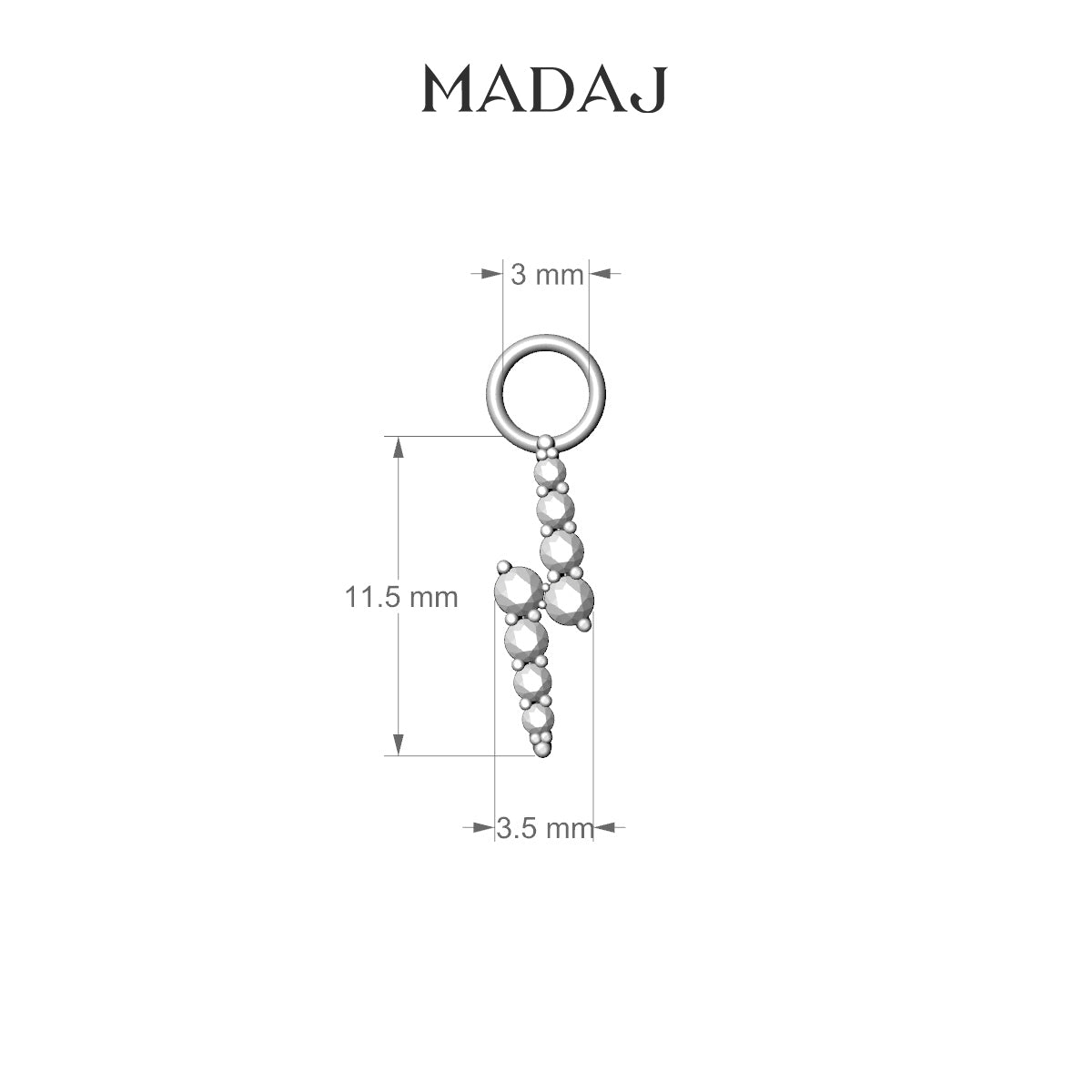 Phoebe | 18k Rose Gold 11.5 mm Lightning Bolt Diamond Charm