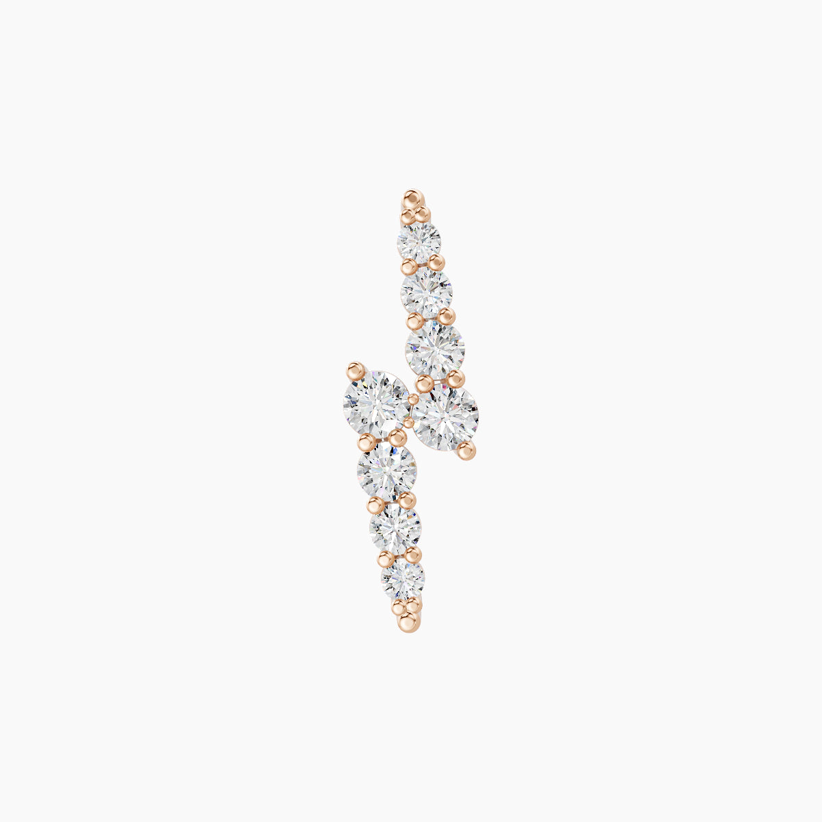 Phoebe | 18k Rose Gold 11.5 mm Lightning Bolt Diamond Earring