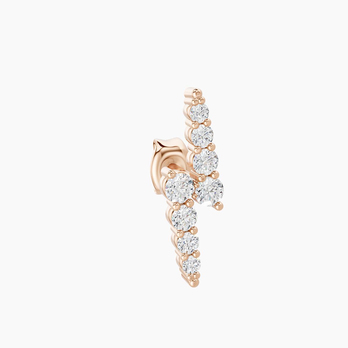 Phoebe | 18k Rose Gold 11.5 mm Lightning Bolt Diamond Earring