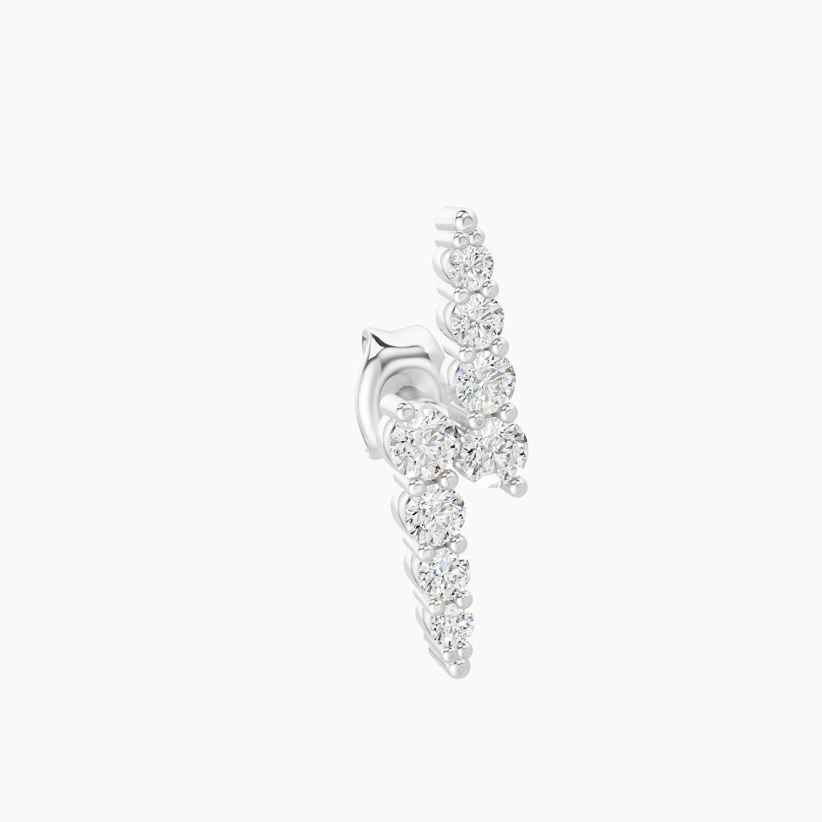 Phoebe | 18k White Gold 11.5 mm Lightning Bolt Diamond Earring