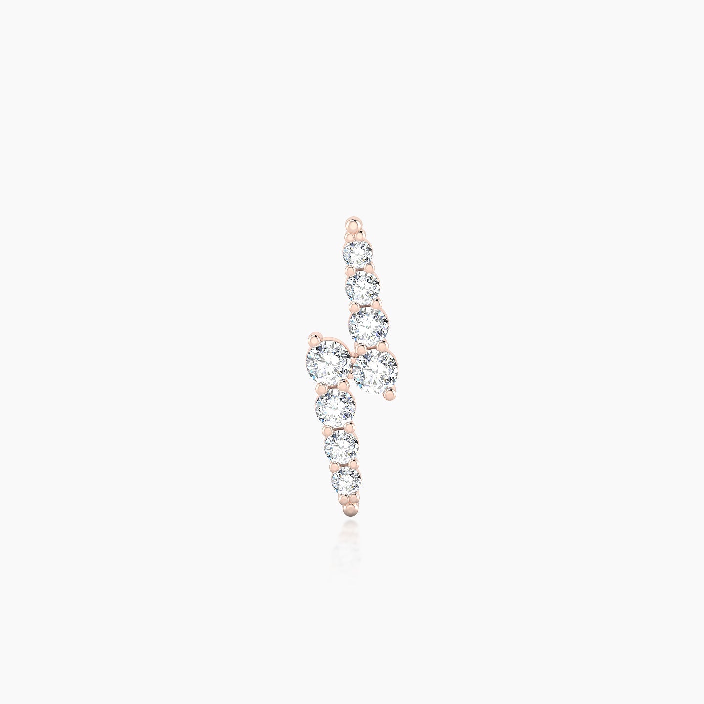 Phoebe | 18k Rose Gold 11.5 mm Lightning Bolt Diamond Earring