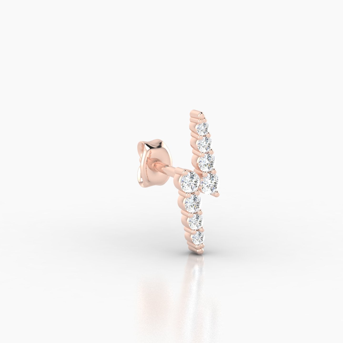 Phoebe | 18k Rose Gold 11.5 mm Lightning Bolt Diamond Earring