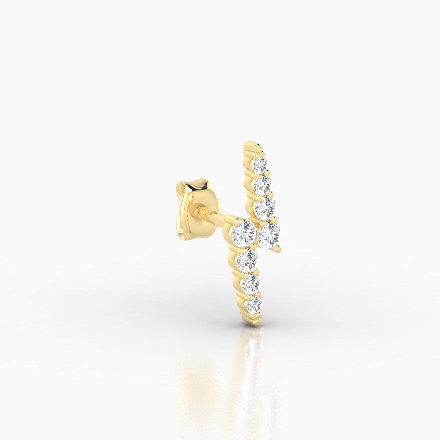 Phoebe | 18k Yellow Gold 11.5 mm Lightning Bolt Diamond Earring