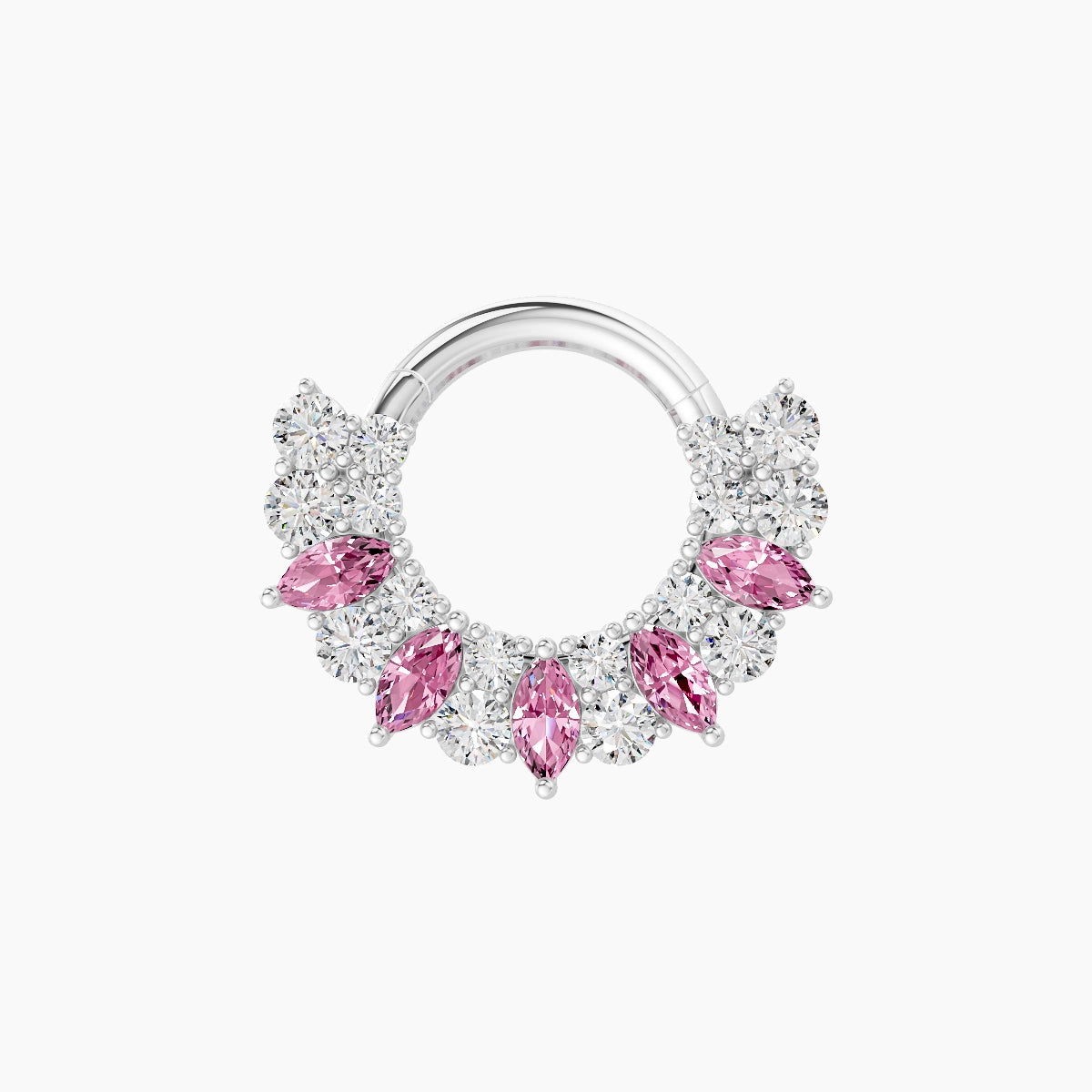 Reina | 18k White Gold 6.5 mm Pink Sapphire & Diamond Daith Piercing