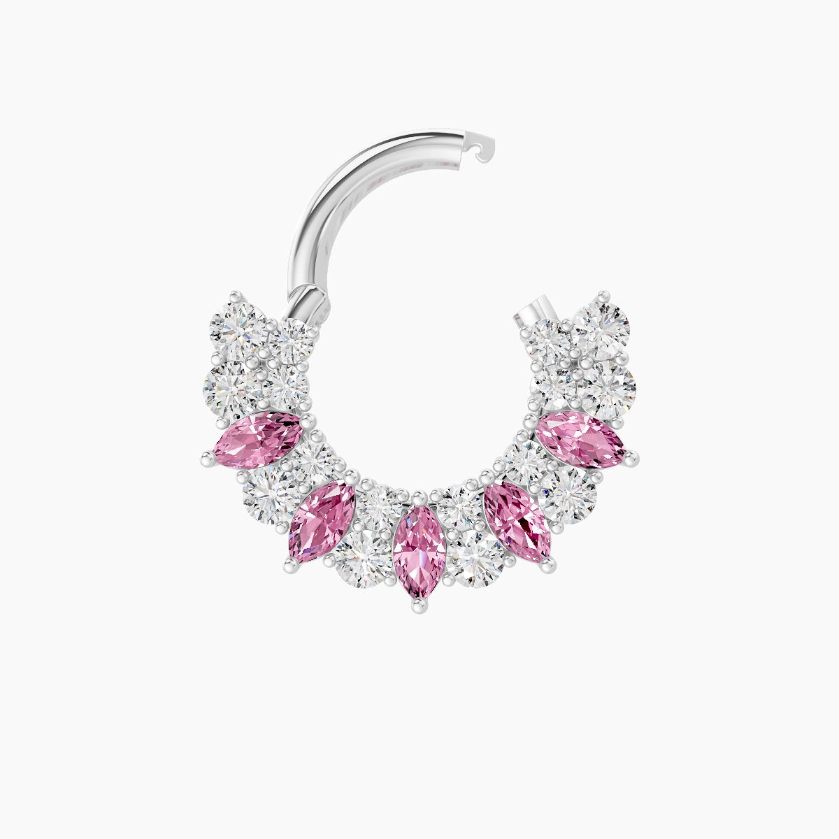 Reina | 18k White Gold 6.5 mm Pink Sapphire & Diamond Daith Piercing