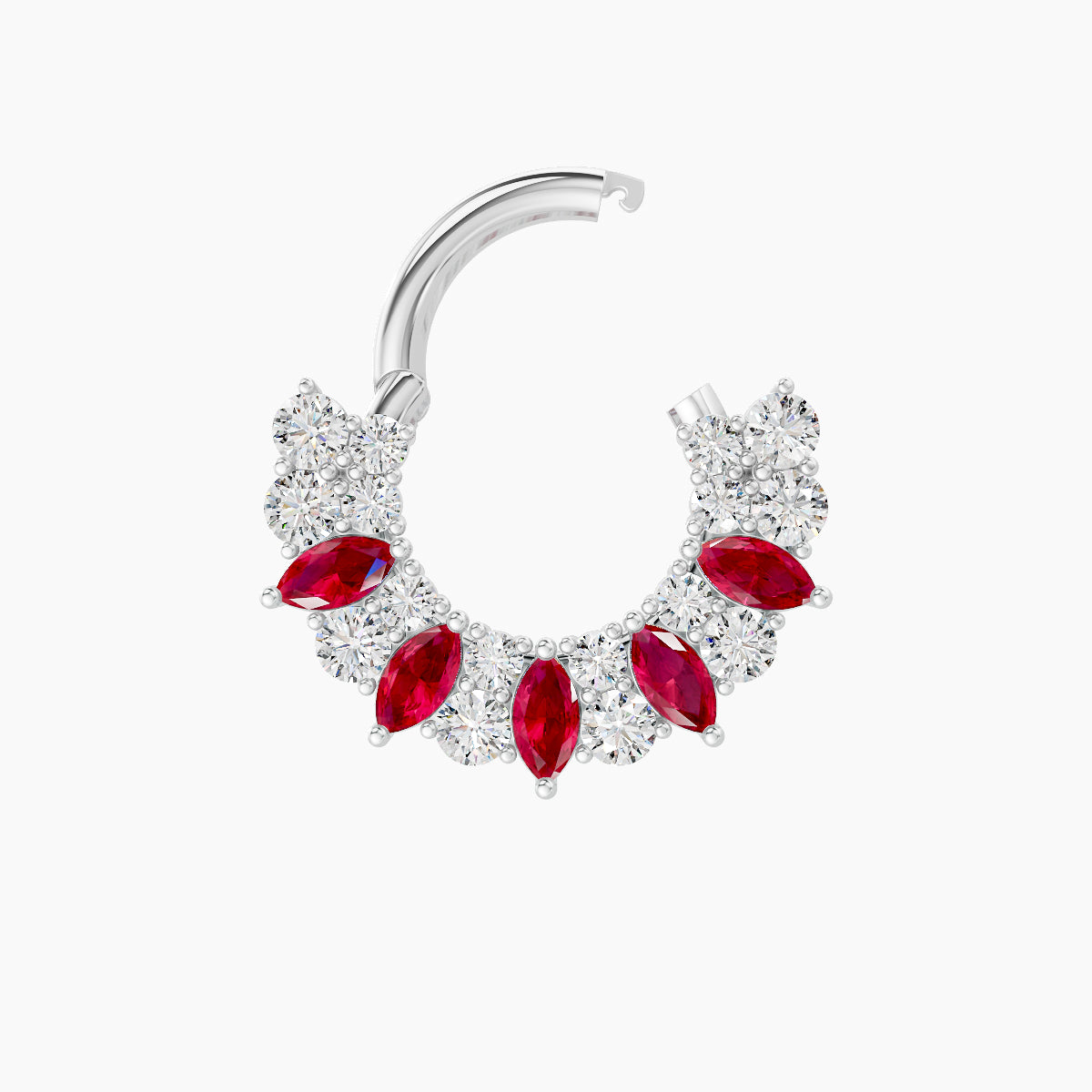 Reina | 18k White Gold 6.5 mm Ruby & Diamond Daith Piercing