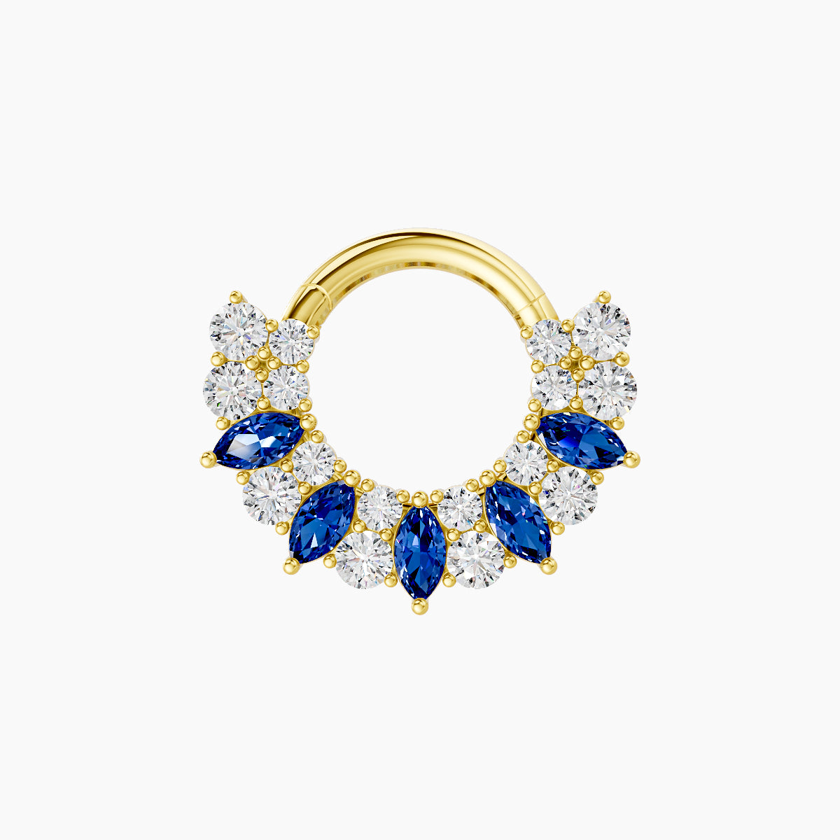 Reina | 18k Yellow Gold 6.5 mm Sapphire & Diamond Daith Piercing