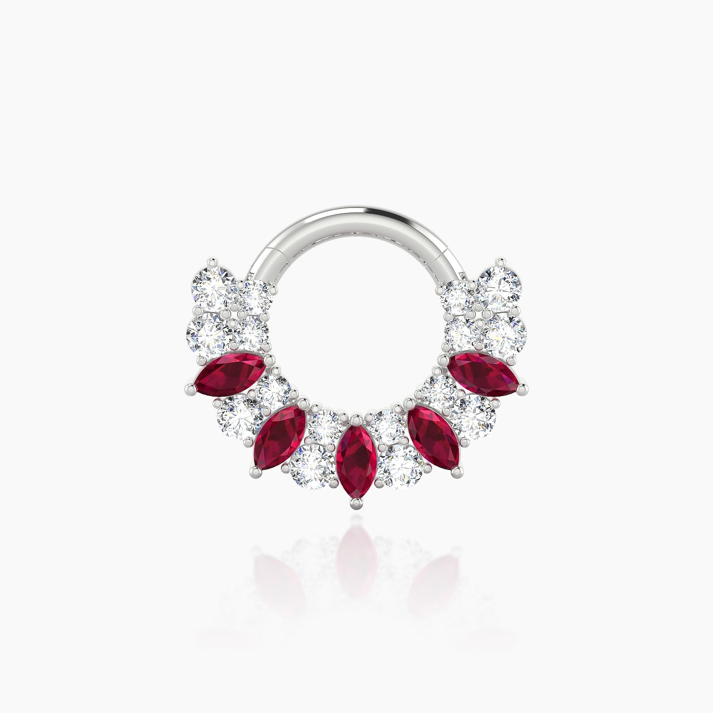 Reina | 18k White Gold 6.5 mm Ruby & Diamond Daith Piercing