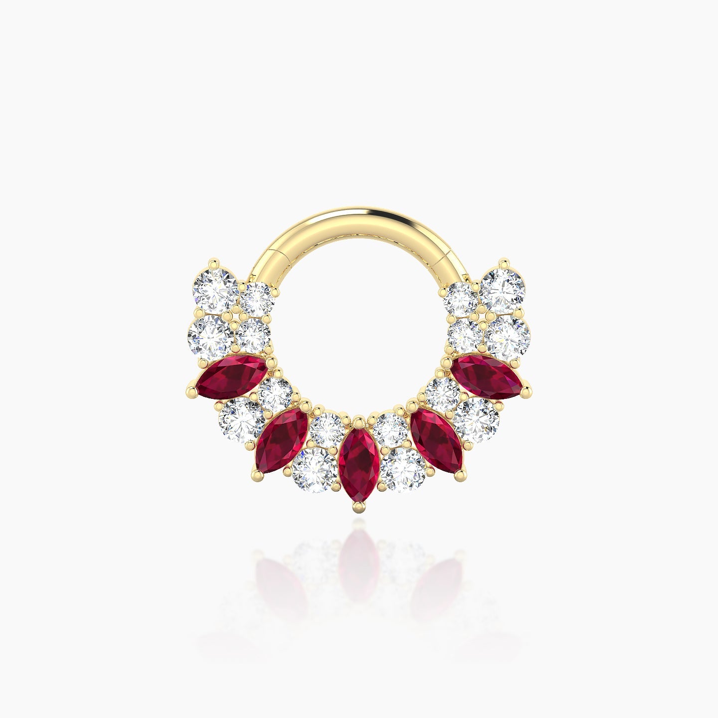 Reina | 18k Yellow Gold 6.5 mm Ruby & Diamond Daith Piercing