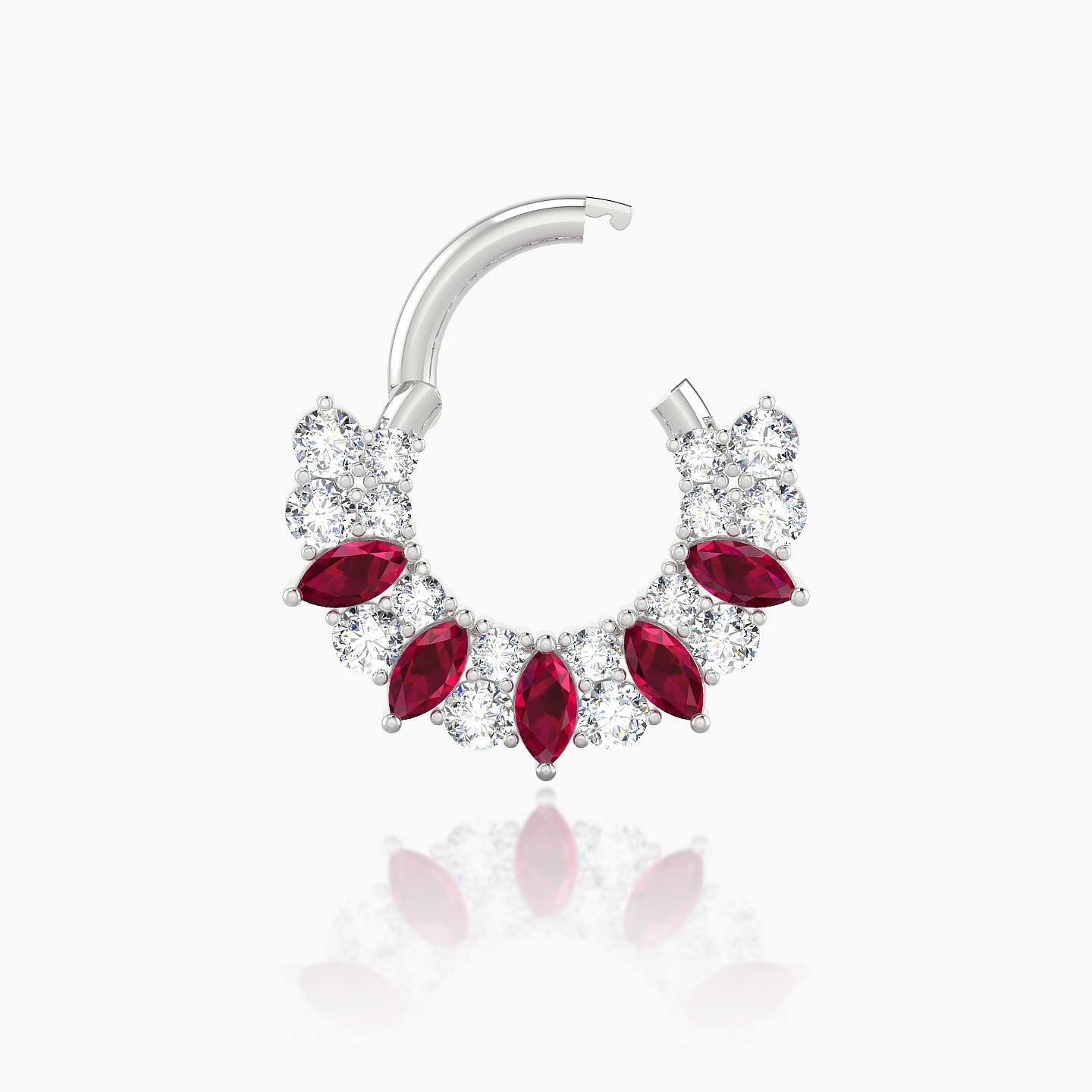 Reina | 18k White Gold 6.5 mm Ruby & Diamond Daith Piercing