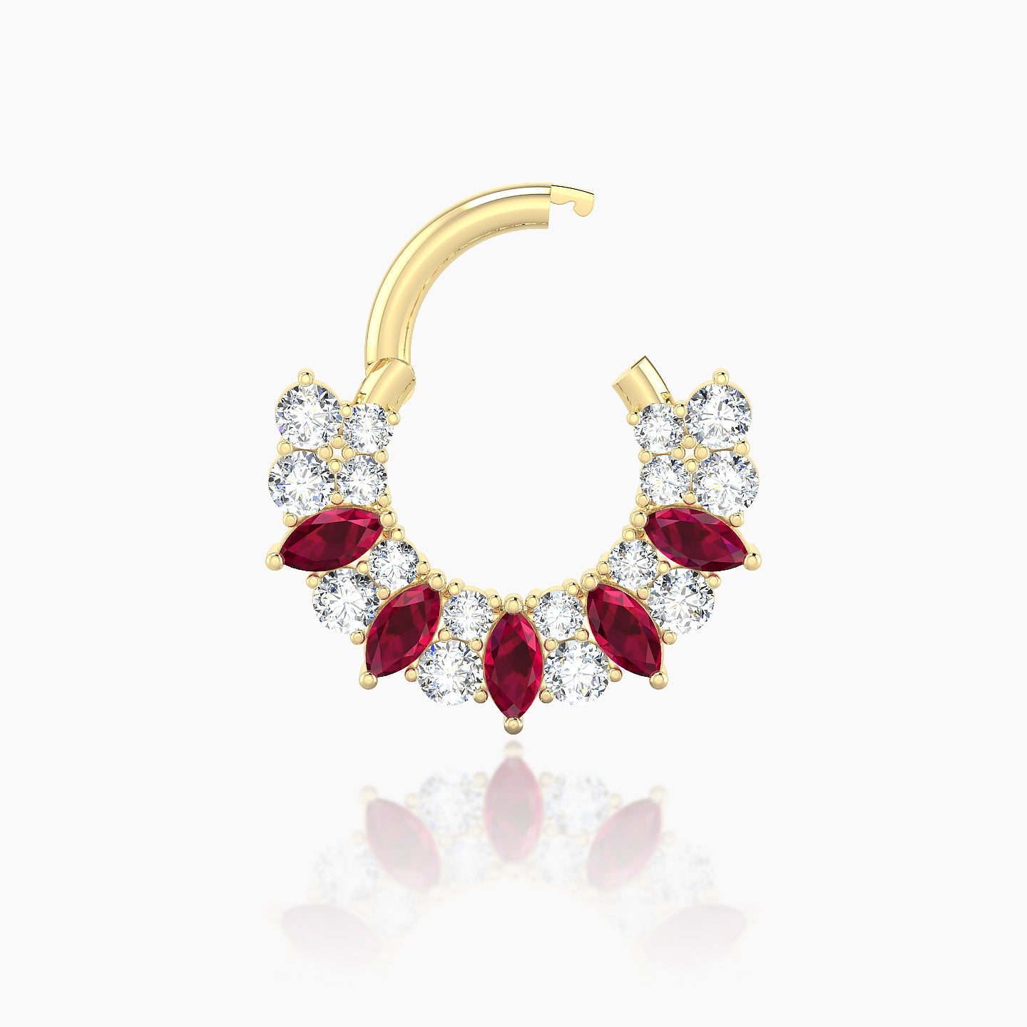 Reina | 18k Yellow Gold 6.5 mm Ruby & Diamond Daith Piercing