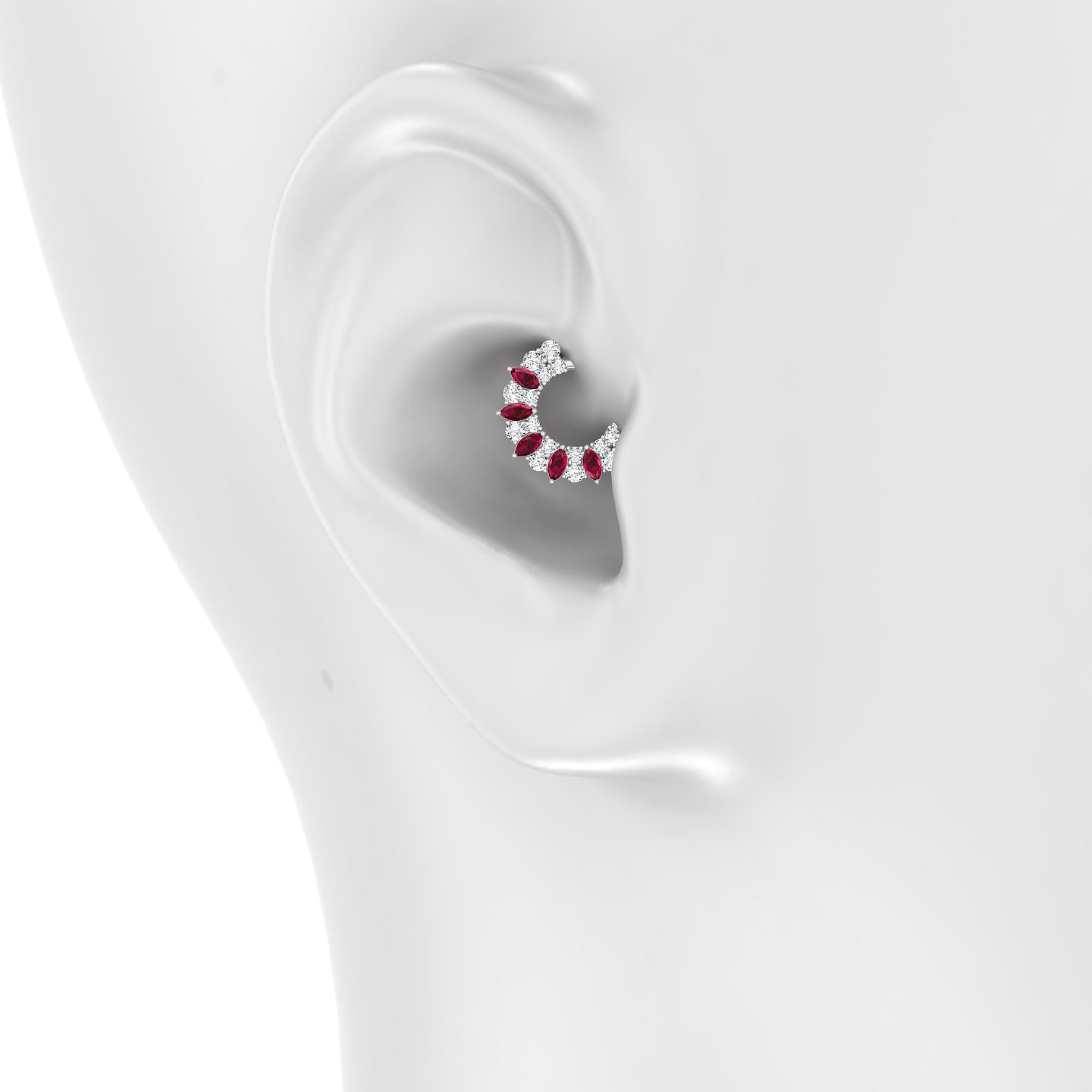 Reina | 18k White Gold 6.5 mm Ruby & Diamond Daith Piercing