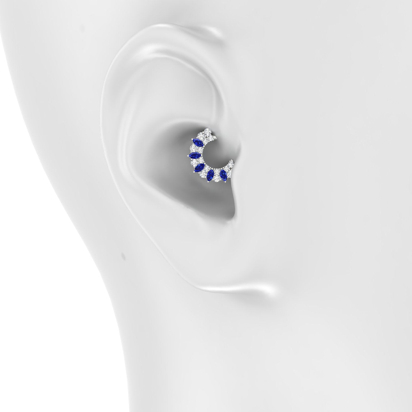 Reina | 18k White Gold 6.5 mm Sapphire & Diamond Daith Piercing