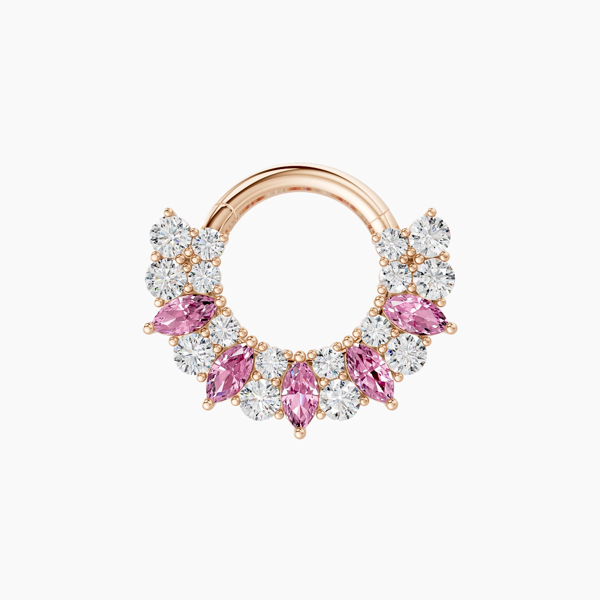 Reina | 18k Rose Gold 6.5 mm Pink Sapphire & Diamond Septum Piercing