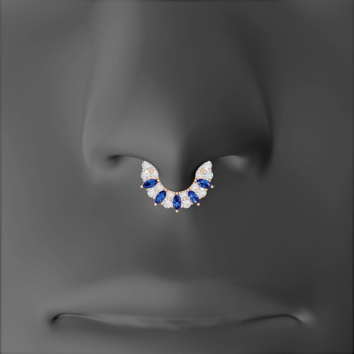 Reina | 18k Rose Gold 6.5 mm Sapphire & Diamond Septum Piercing