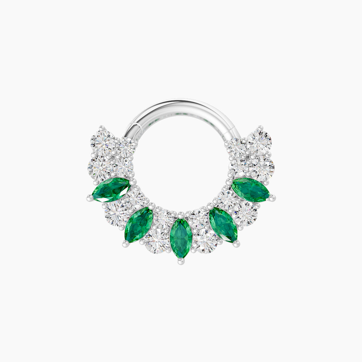 Reina | 18k White Gold 6.5 mm Emerald & Diamond Septum Piercing