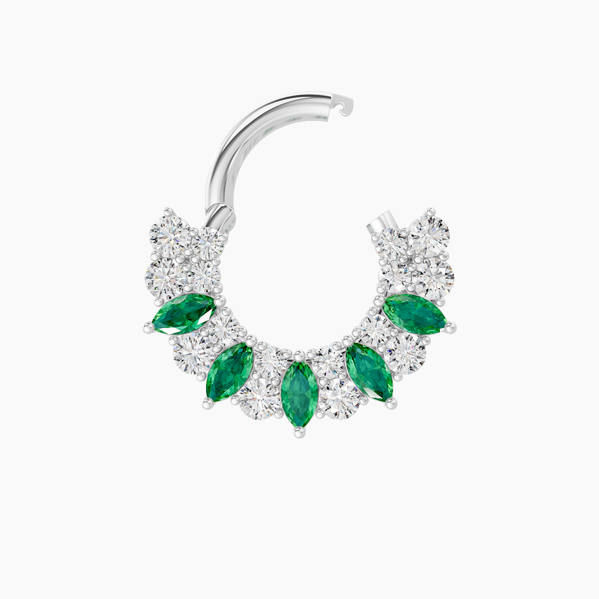 Reina | 18k White Gold 6.5 mm Emerald & Diamond Septum Piercing