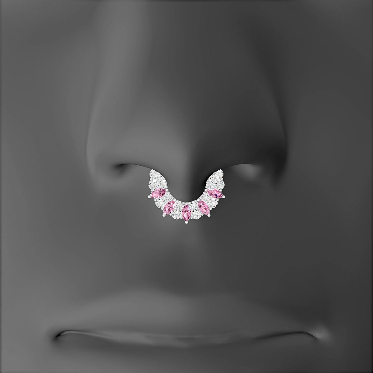 Reina | 18k White Gold 6.5 mm Pink Sapphire & Diamond Septum Piercing