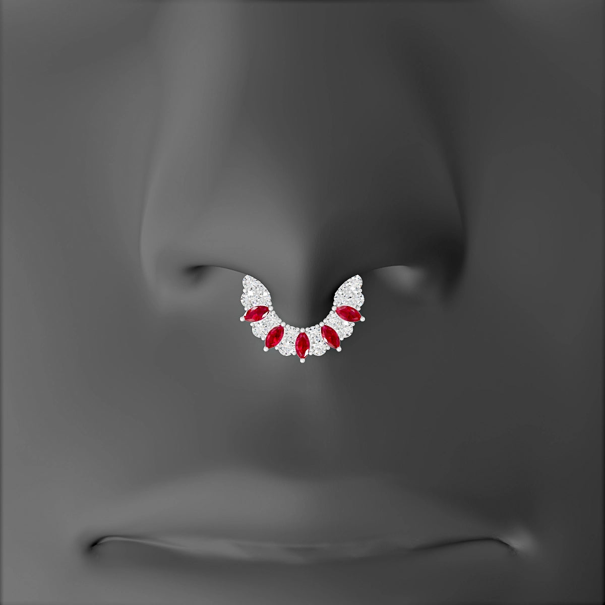 Reina | 18k White Gold 6.5 mm Ruby & Diamond Septum Piercing