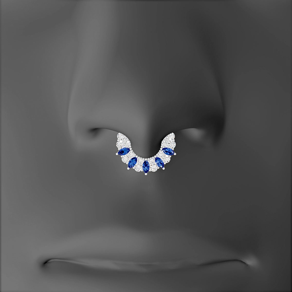 Reina | 18k White Gold 6.5 mm Sapphire & Diamond Septum Piercing