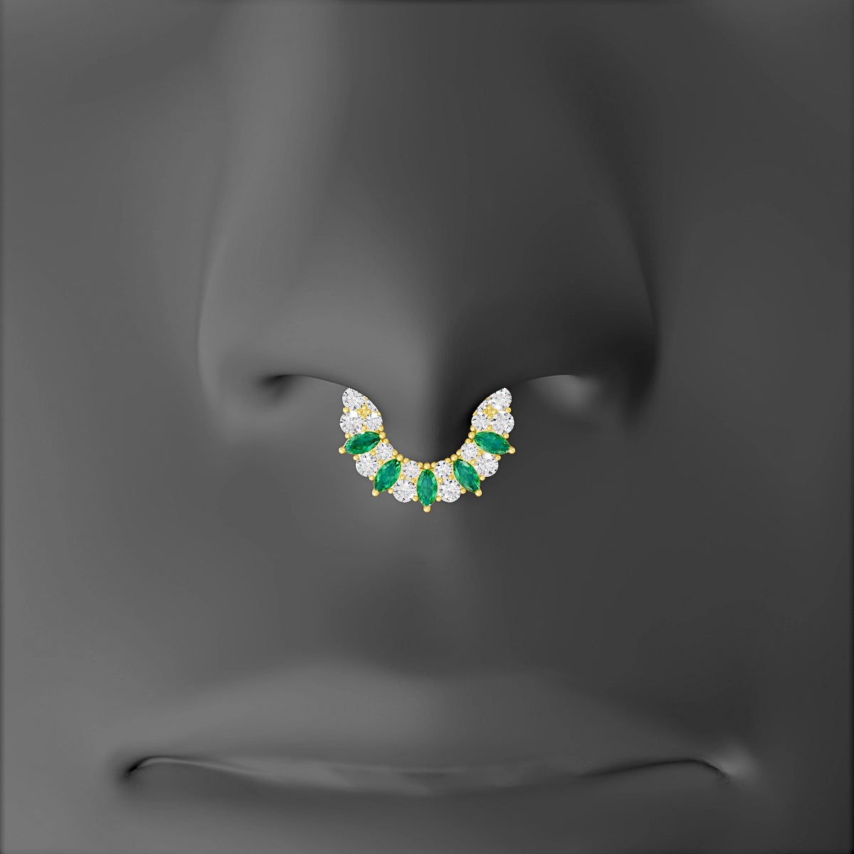 Reina | 18k Yellow Gold 6.5 mm Emerald & Diamond Septum Piercing