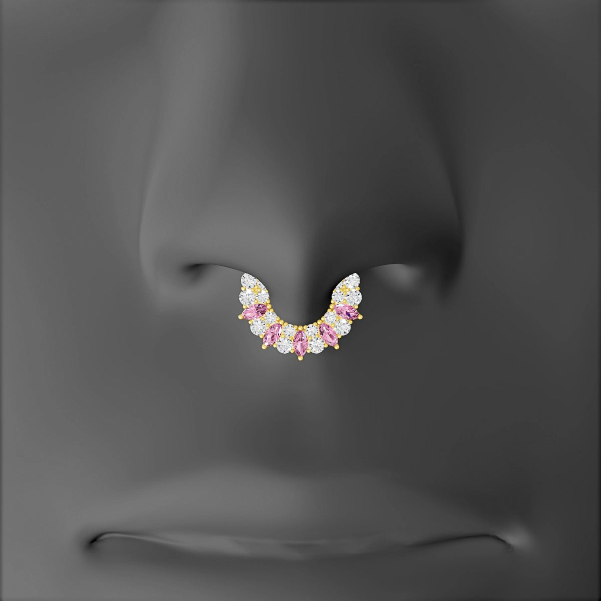 Reina | 18k Yellow Gold 6.5 mm Pink Sapphire & Diamond Septum Piercing
