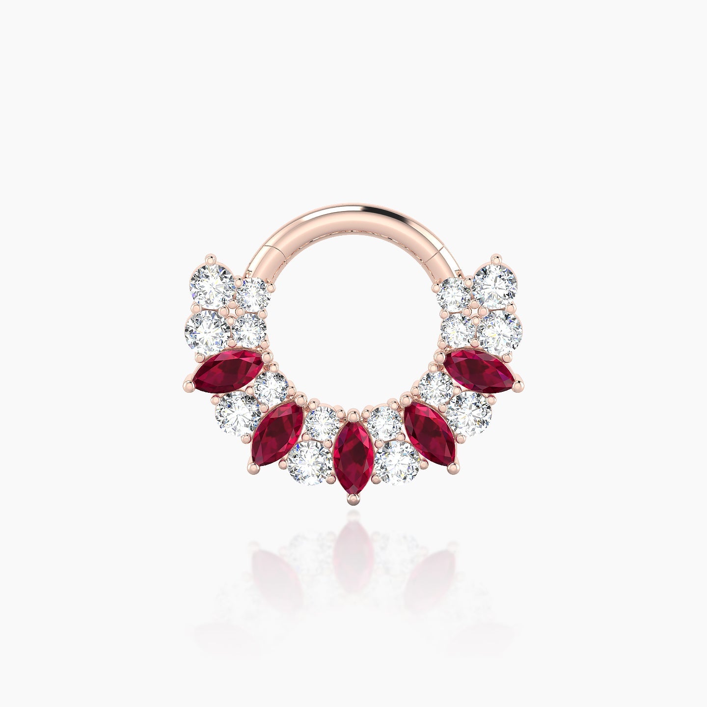 Reina | 18k Rose Gold 6.5 mm Ruby & Diamond Septum Piercing