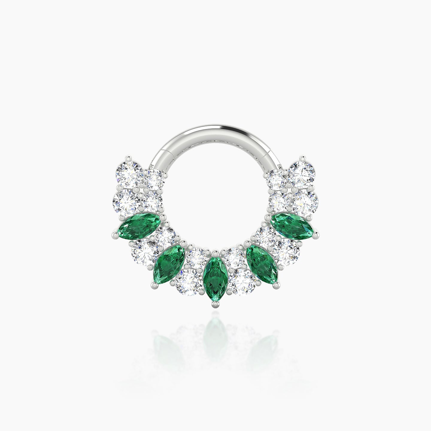 Reina | 18k White Gold 6.5 mm Emerald & Diamond Septum Piercing