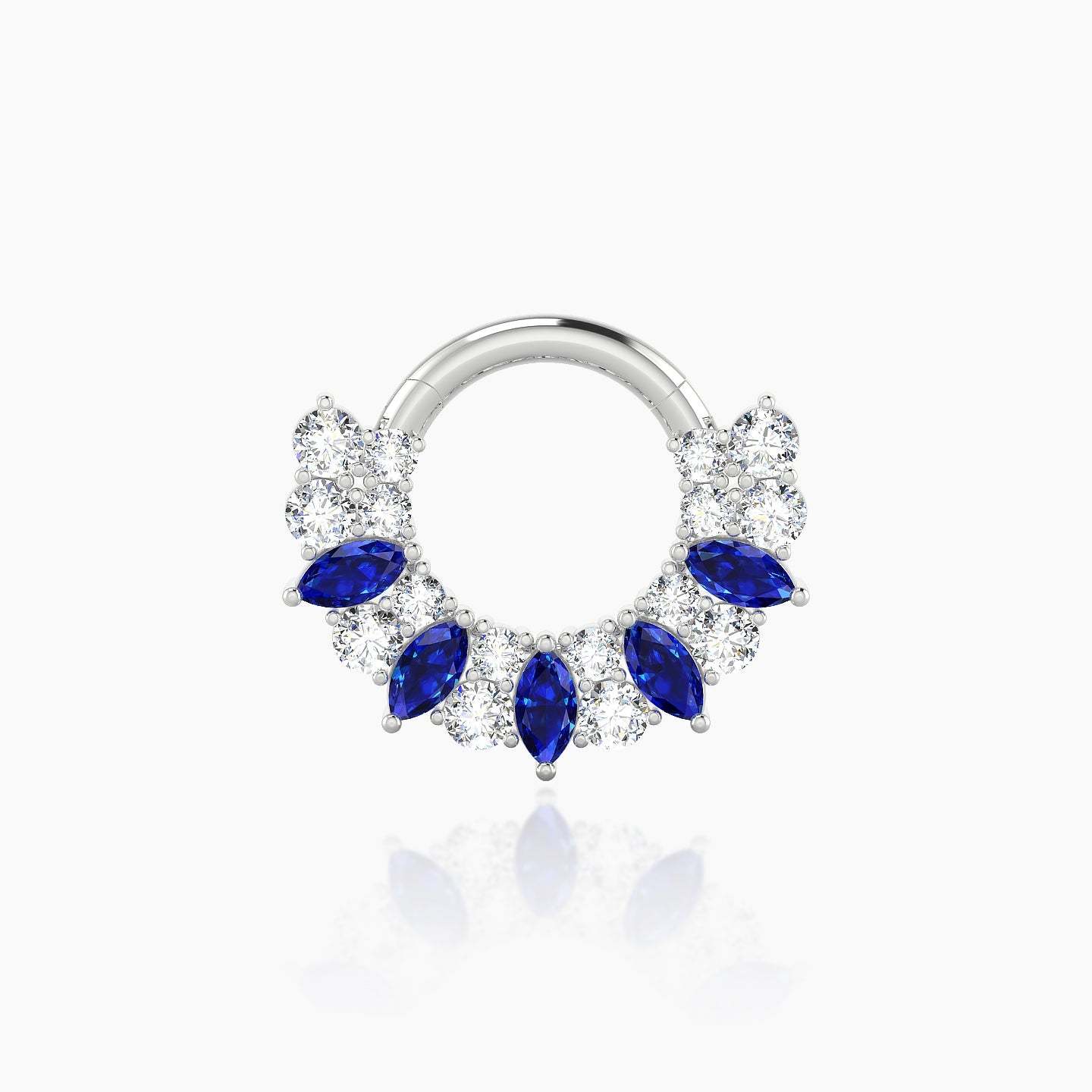 Reina | 18k White Gold 6.5 mm Sapphire & Diamond Septum Piercing