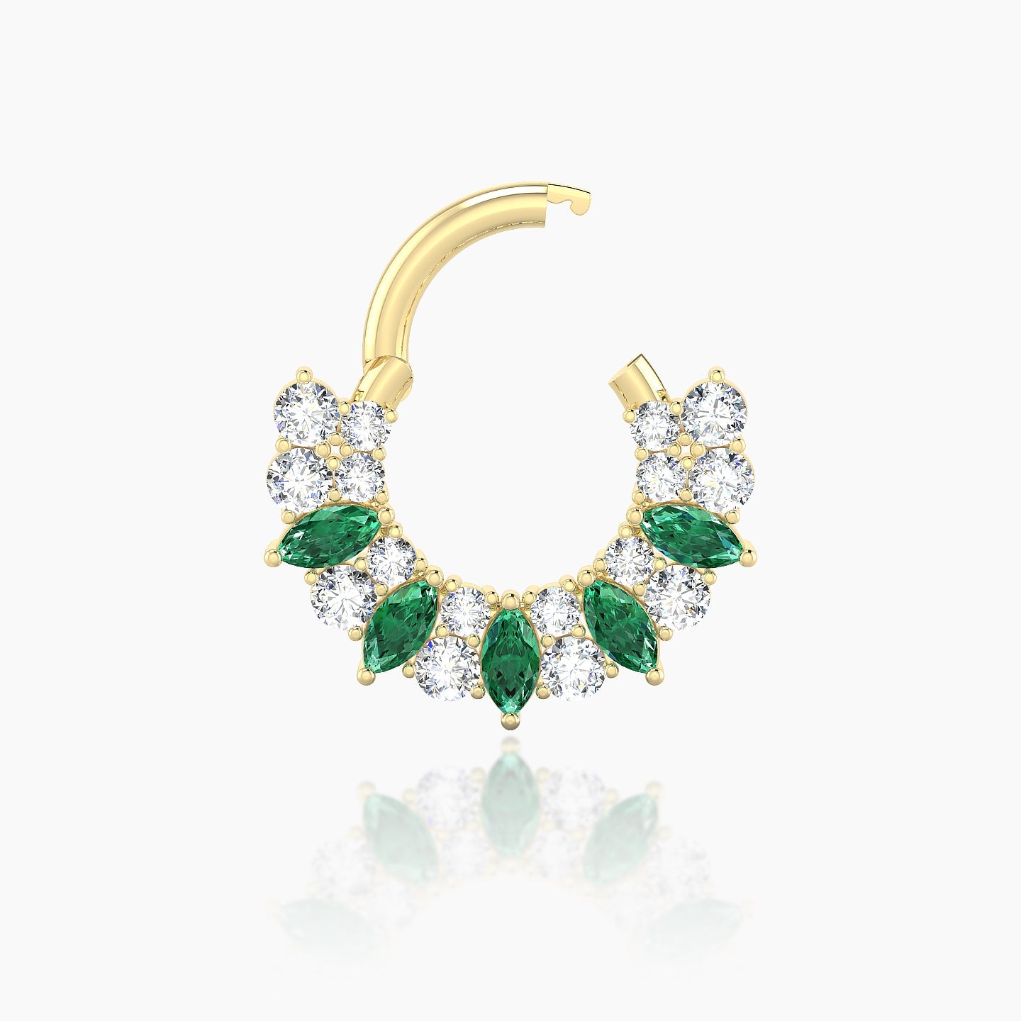 Reina | 18k Yellow Gold 6.5 mm Emerald & Diamond Septum Piercing