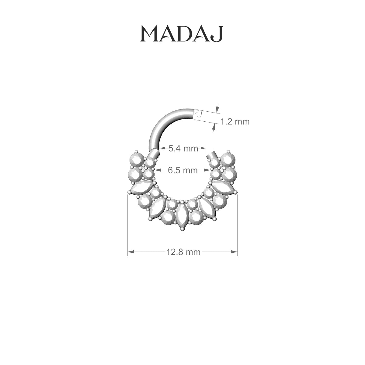 Reina | 18k Yellow Gold 6.5 mm Emerald & Diamond Septum Piercing