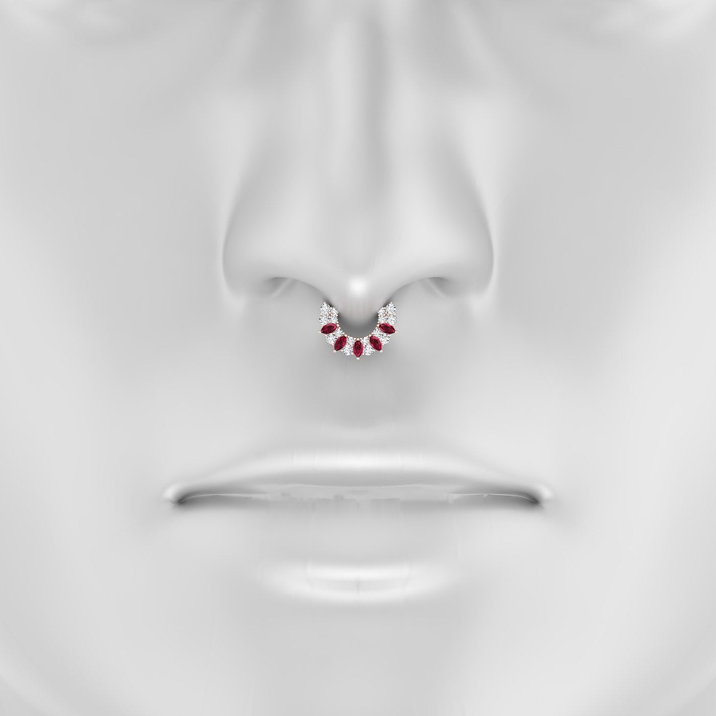 Reina | 18k Rose Gold 6.5 mm Ruby & Diamond Septum Piercing