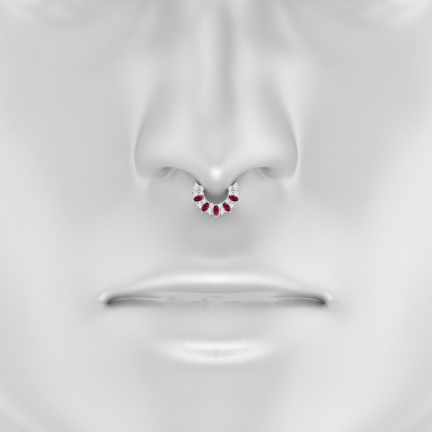 Reina | 18k White Gold 6.5 mm Ruby & Diamond Septum Piercing