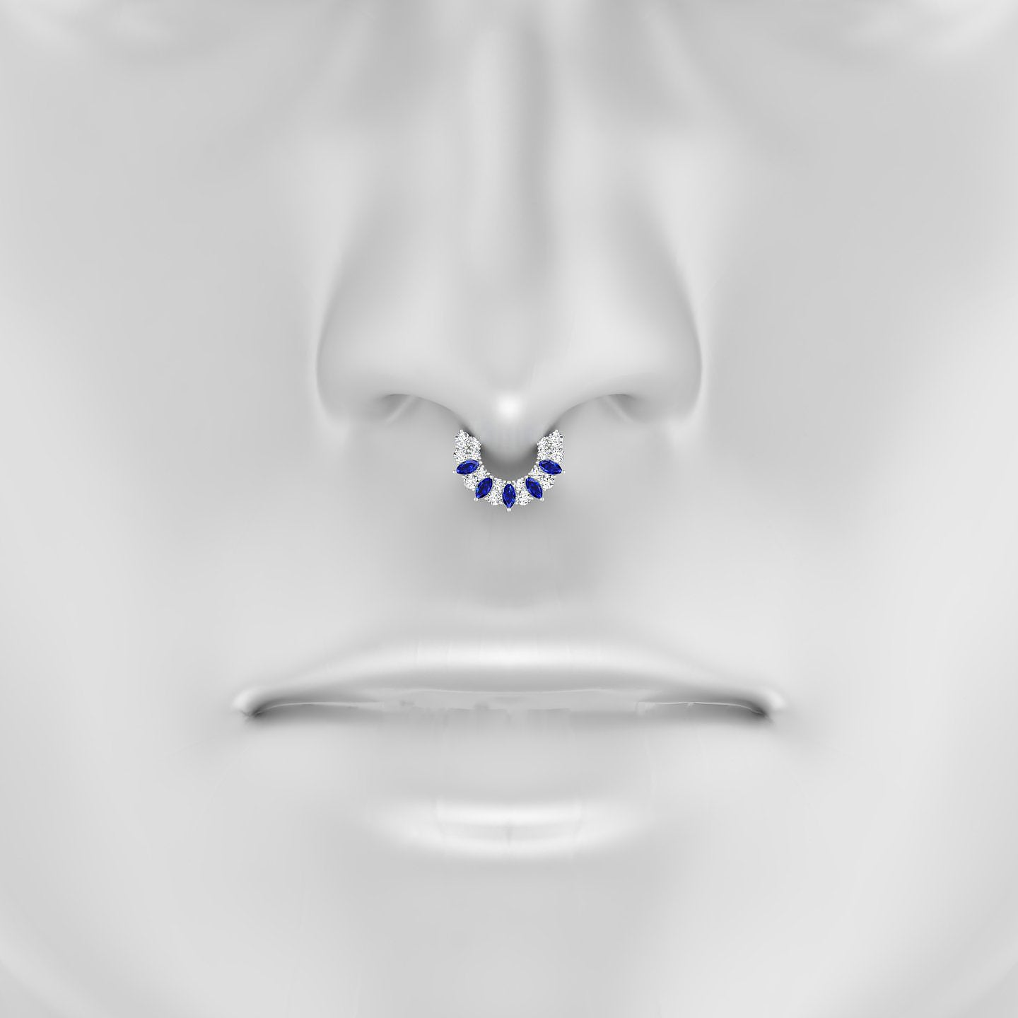 Reina | 18k White Gold 6.5 mm Sapphire & Diamond Septum Piercing