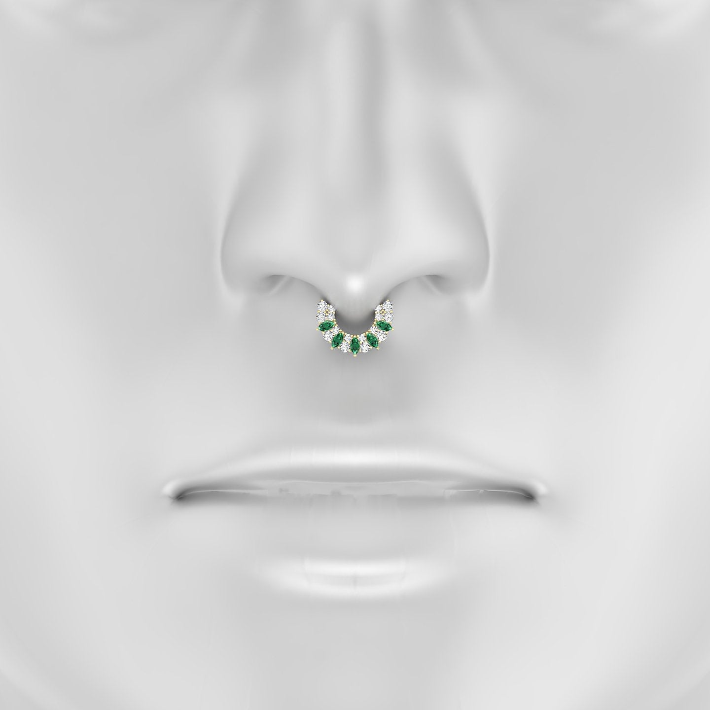 Reina | 18k Yellow Gold 6.5 mm Emerald & Diamond Septum Piercing