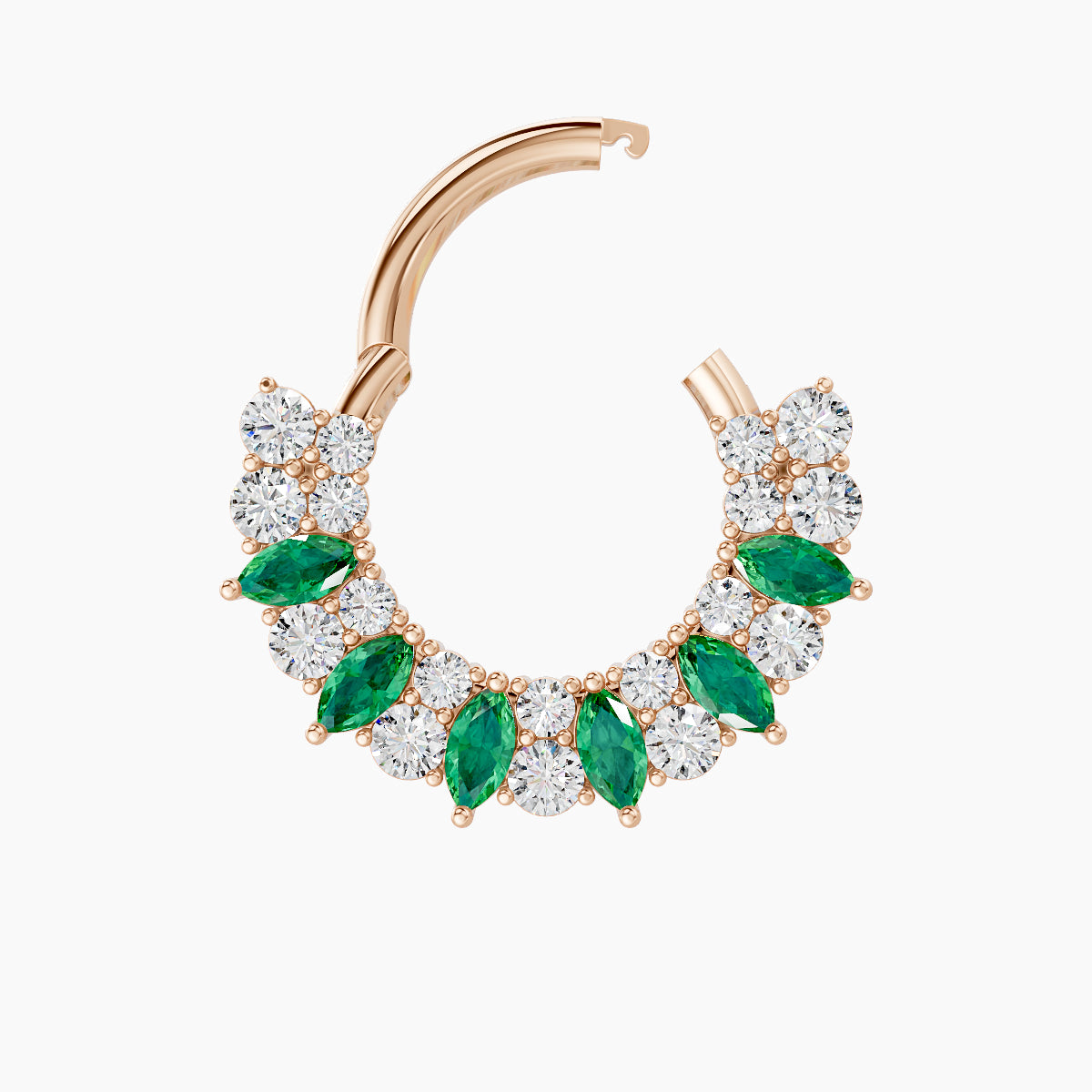 Reina | 18k Rose Gold 8 mm Emerald & Diamond Daith Piercing