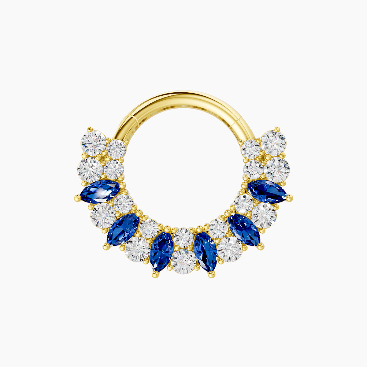 Reina | 18k Yellow Gold 8 mm Sapphire & Diamond Daith Piercing