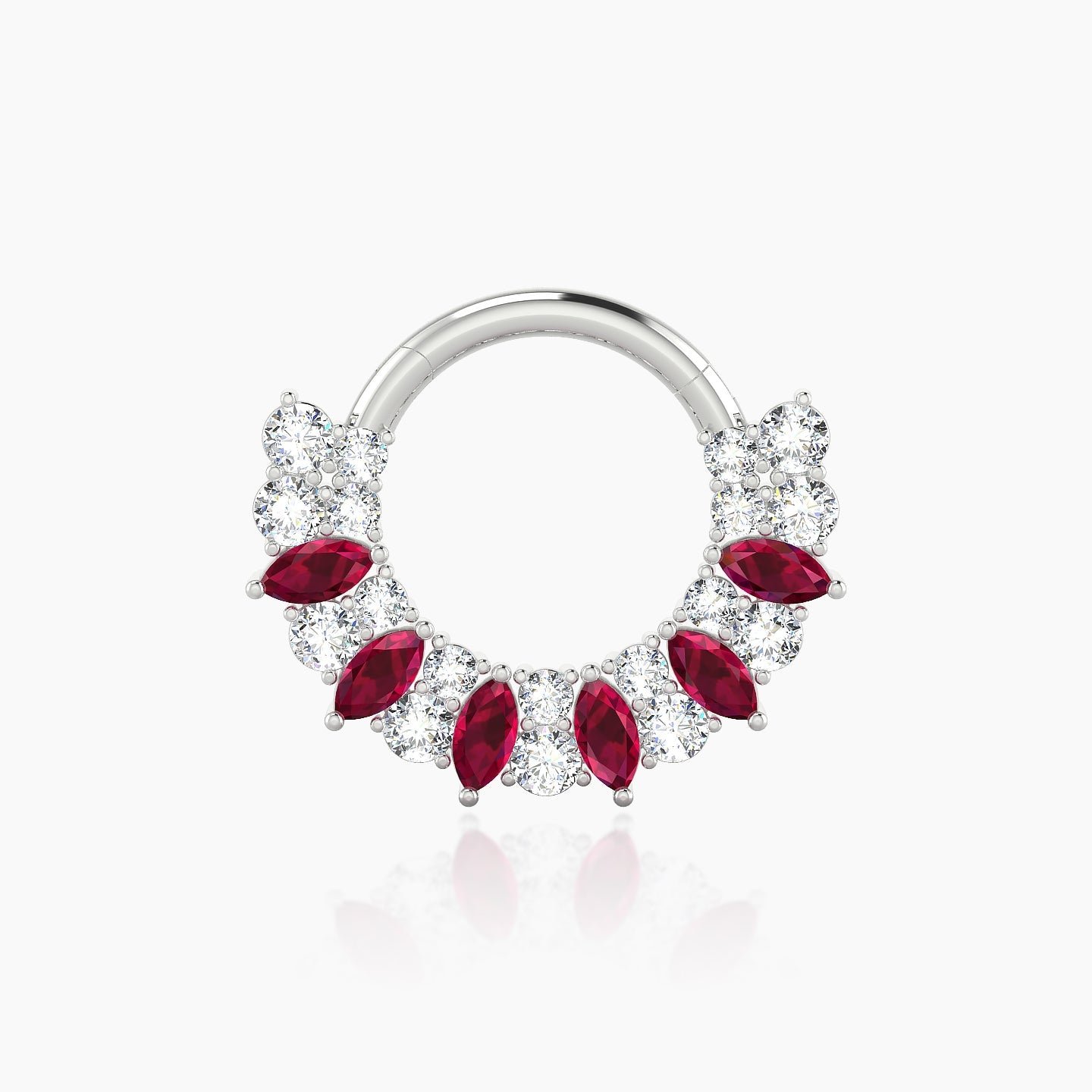 Reina | 18k White Gold 8 mm Ruby & Diamond Daith Piercing