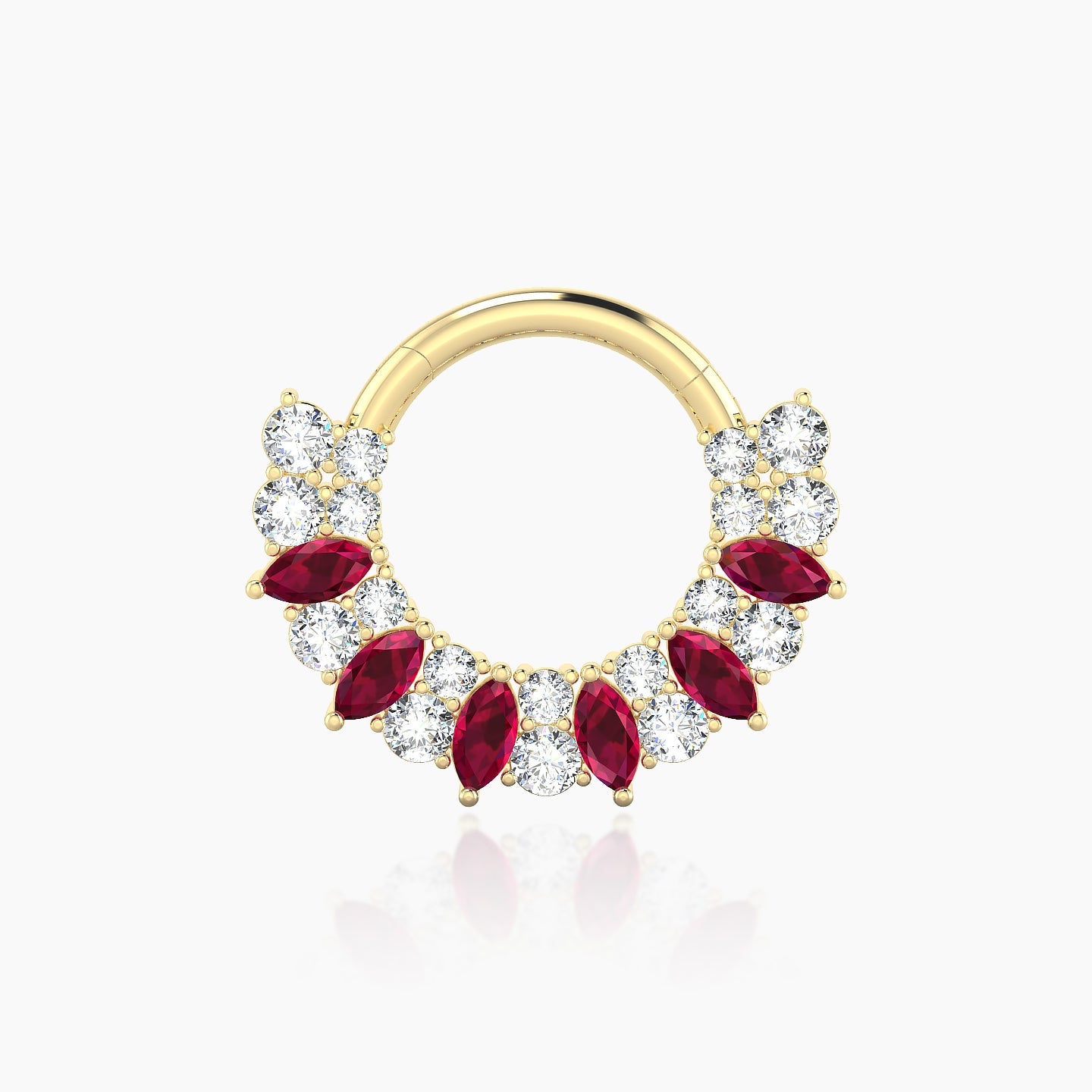 Reina | 18k Yellow Gold 8 mm Ruby & Diamond Daith Piercing