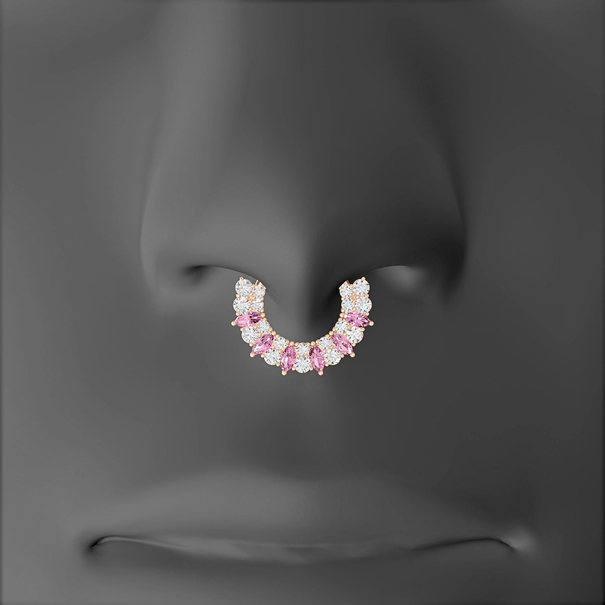 Reina | 18k Rose Gold 8 mm Pink Sapphire & Diamond Septum Piercing