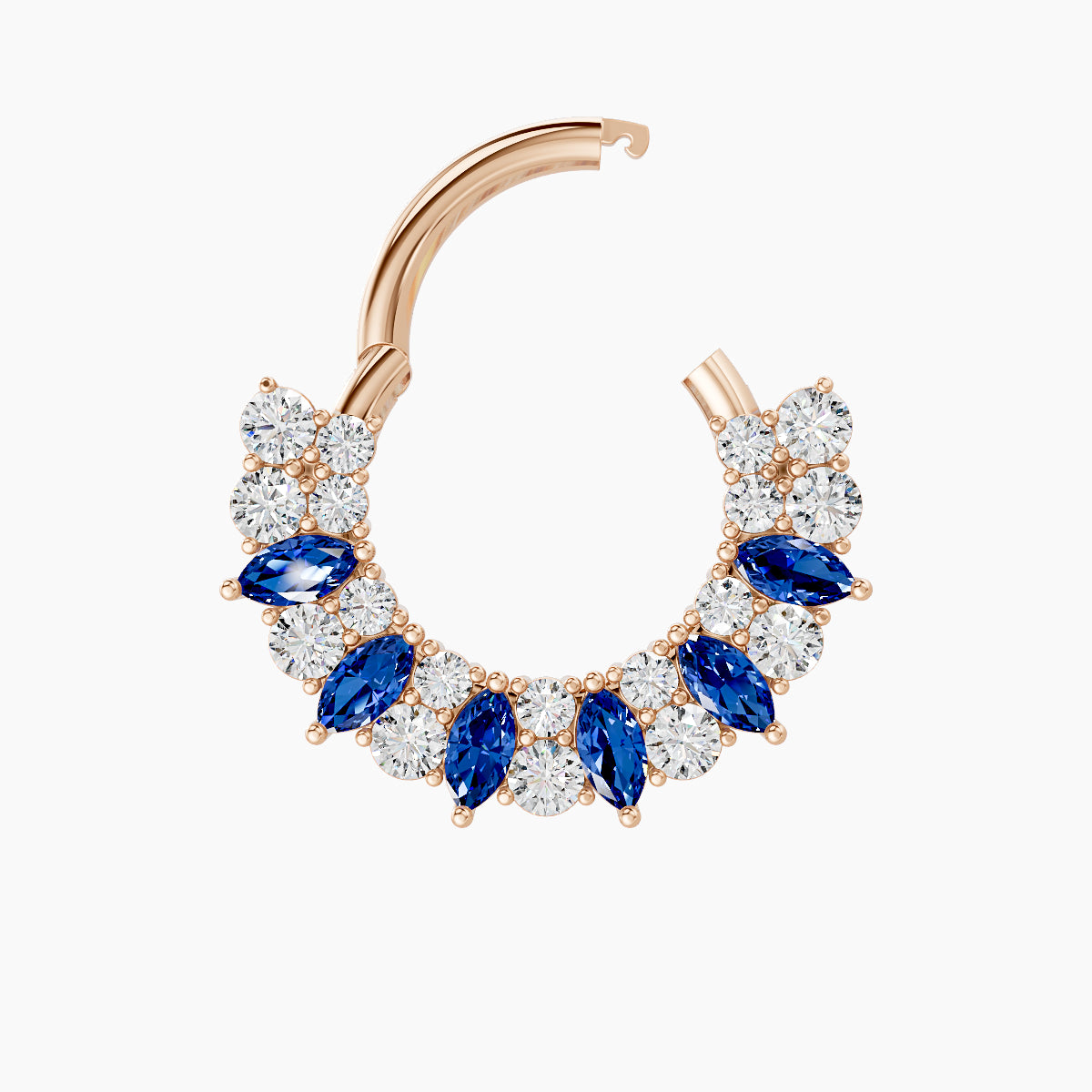 Reina | 18k Rose Gold 8 mm Sapphire & Diamond Septum Piercing