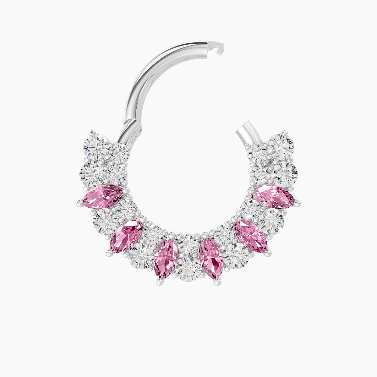 Reina | 18k White Gold 8 mm Pink Sapphire & Diamond Septum Piercing