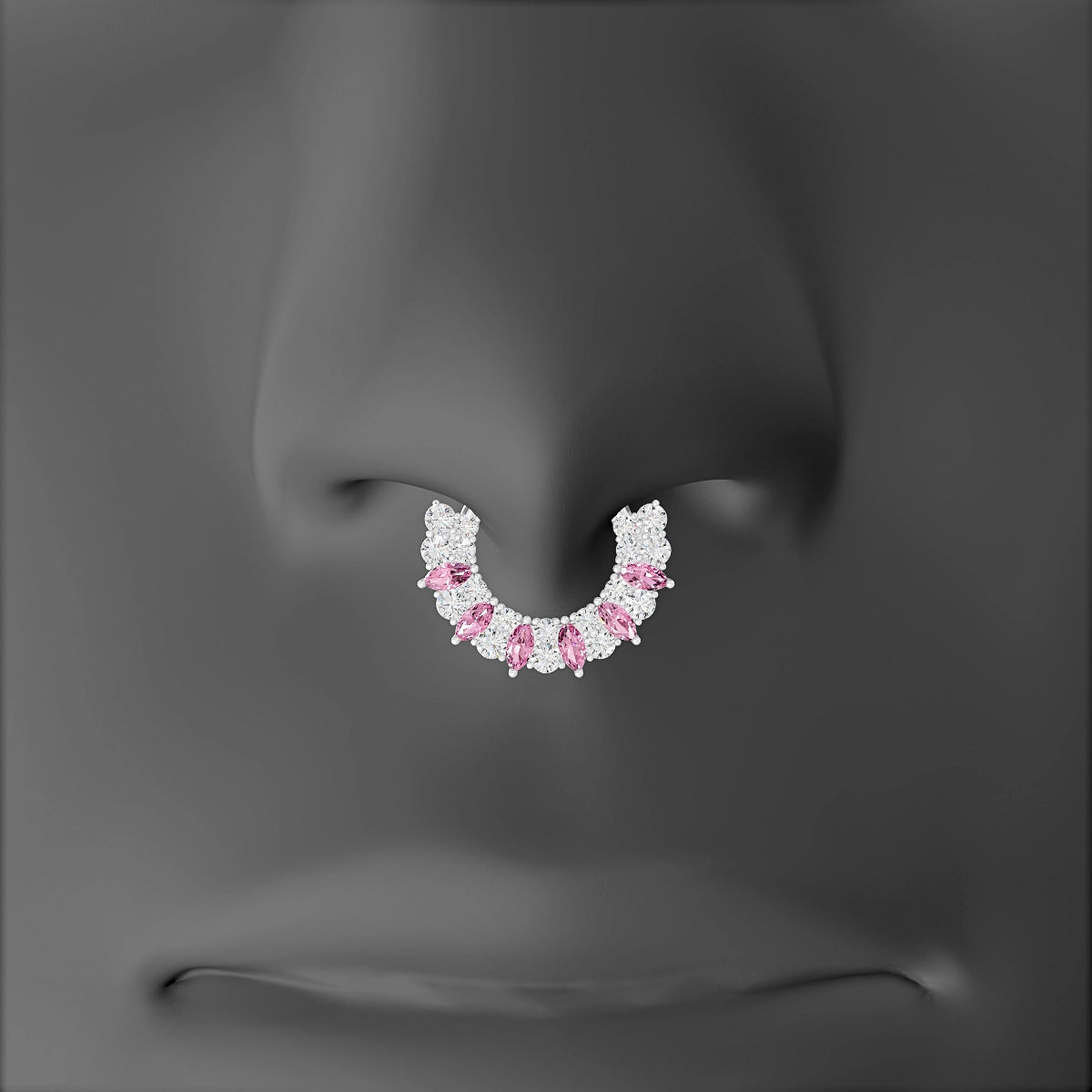 Reina | 18k White Gold 8 mm Pink Sapphire & Diamond Septum Piercing