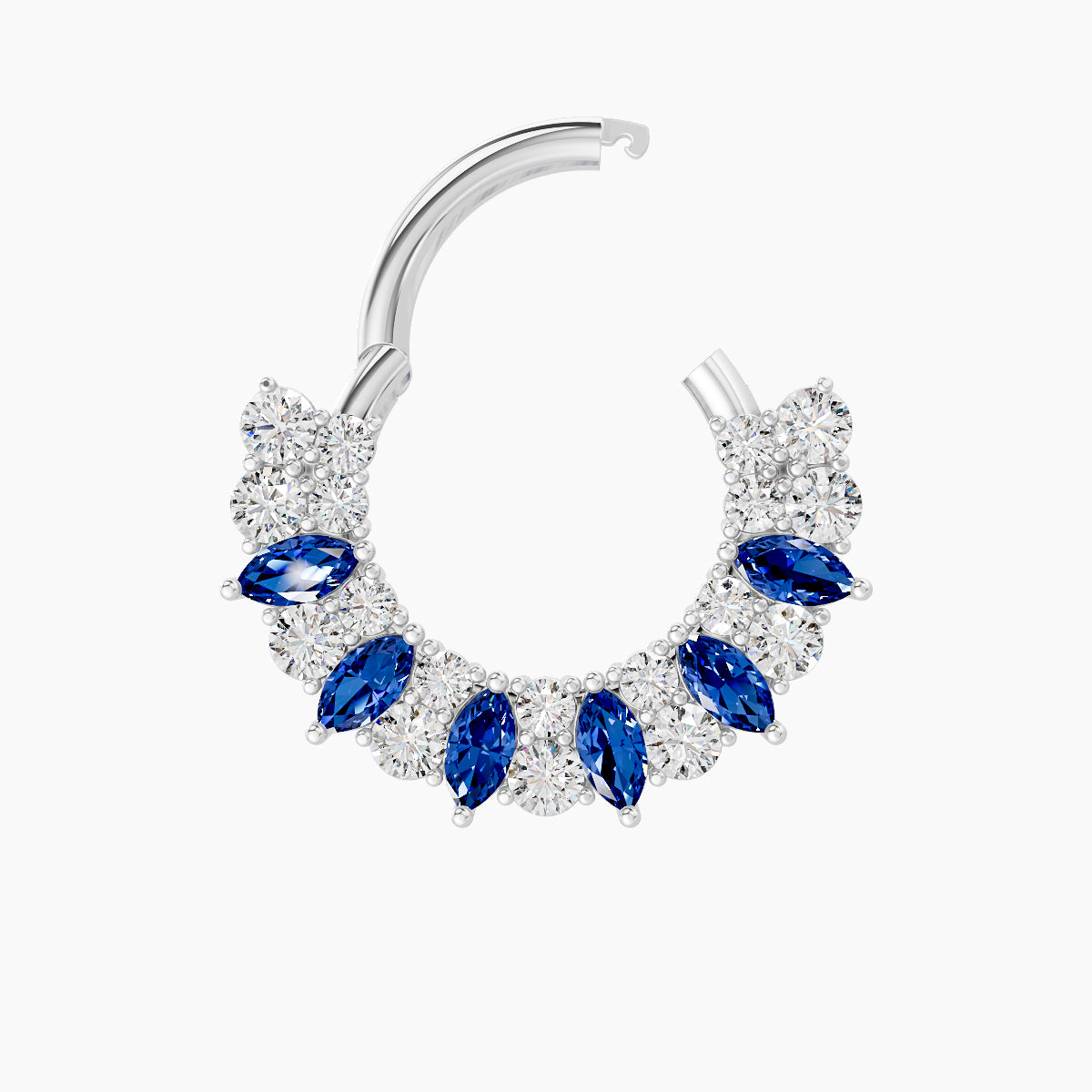 Reina | 18k White Gold 8 mm Sapphire & Diamond Septum Piercing