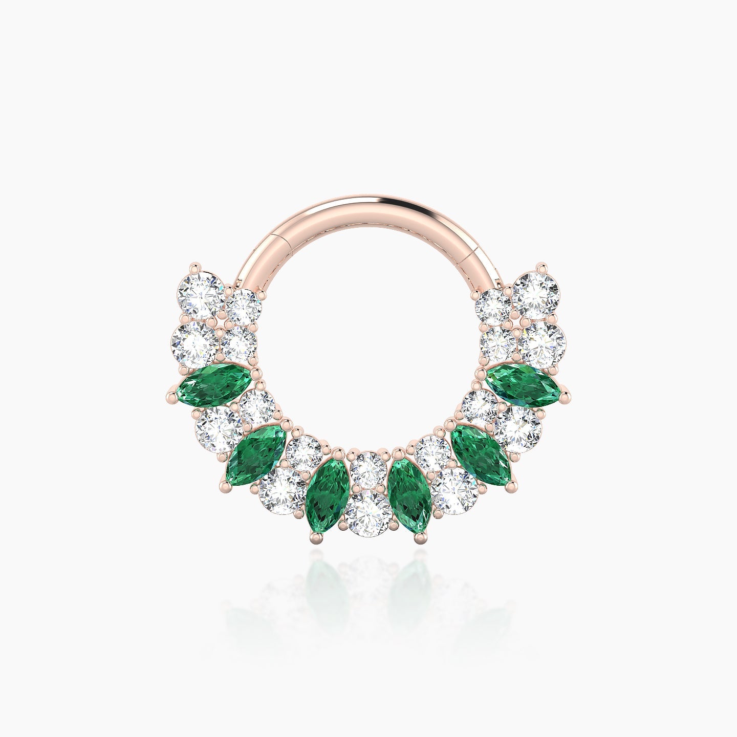 Reina | 18k Rose Gold 8 mm Emerald & Diamond Septum Piercing