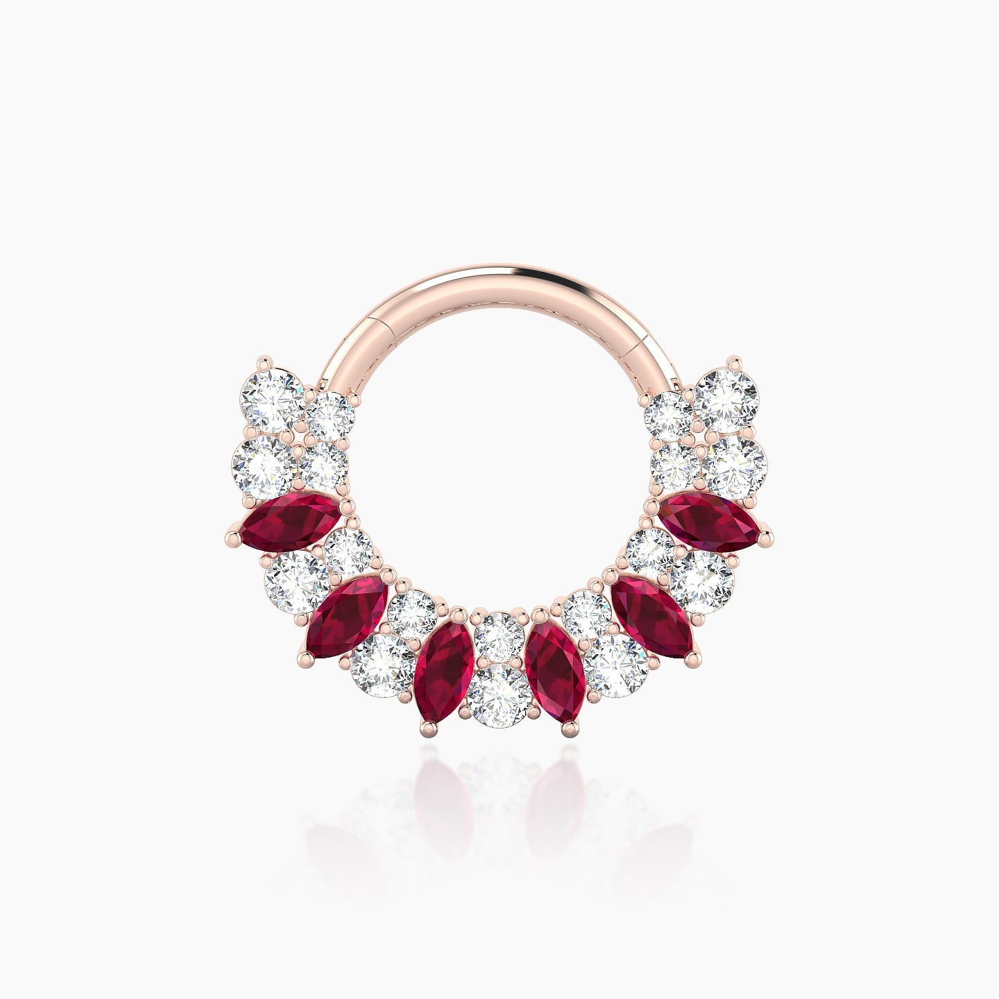 Reina | 18k Rose Gold 8 mm Ruby & Diamond Septum Piercing