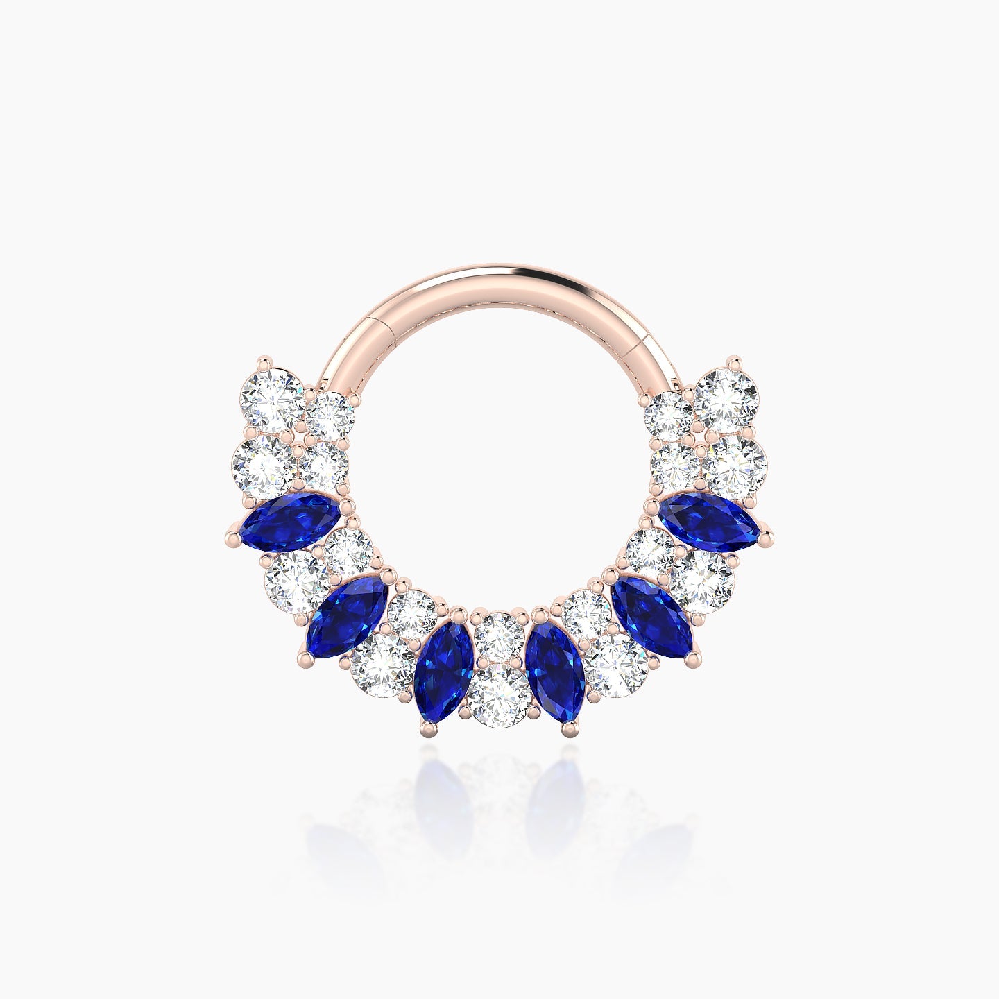 Reina | 18k Rose Gold 8 mm Sapphire & Diamond Septum Piercing