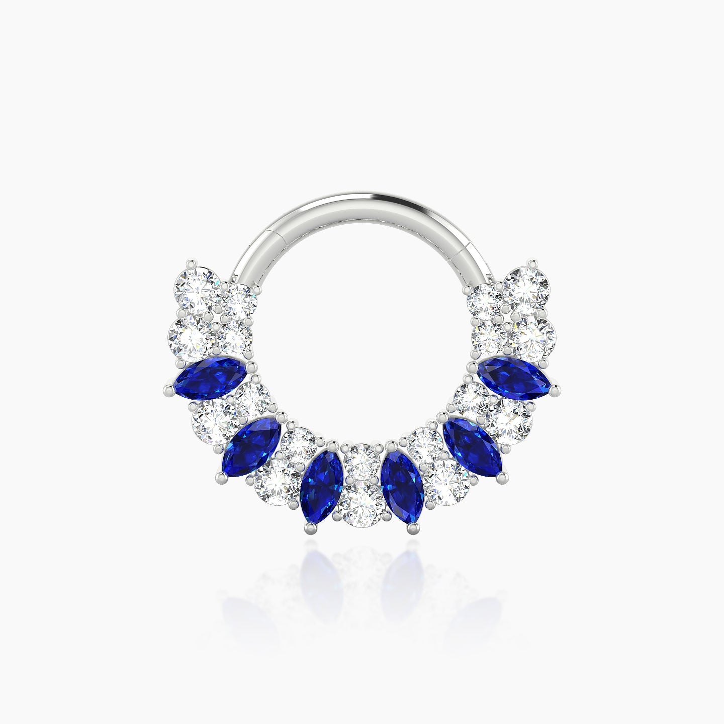 Reina | 18k White Gold 8 mm Sapphire & Diamond Septum Piercing