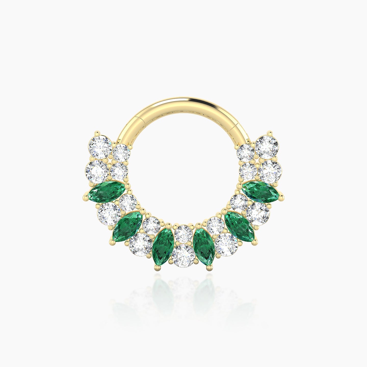 Reina | 18k Yellow Gold 8 mm Emerald & Diamond Septum Piercing