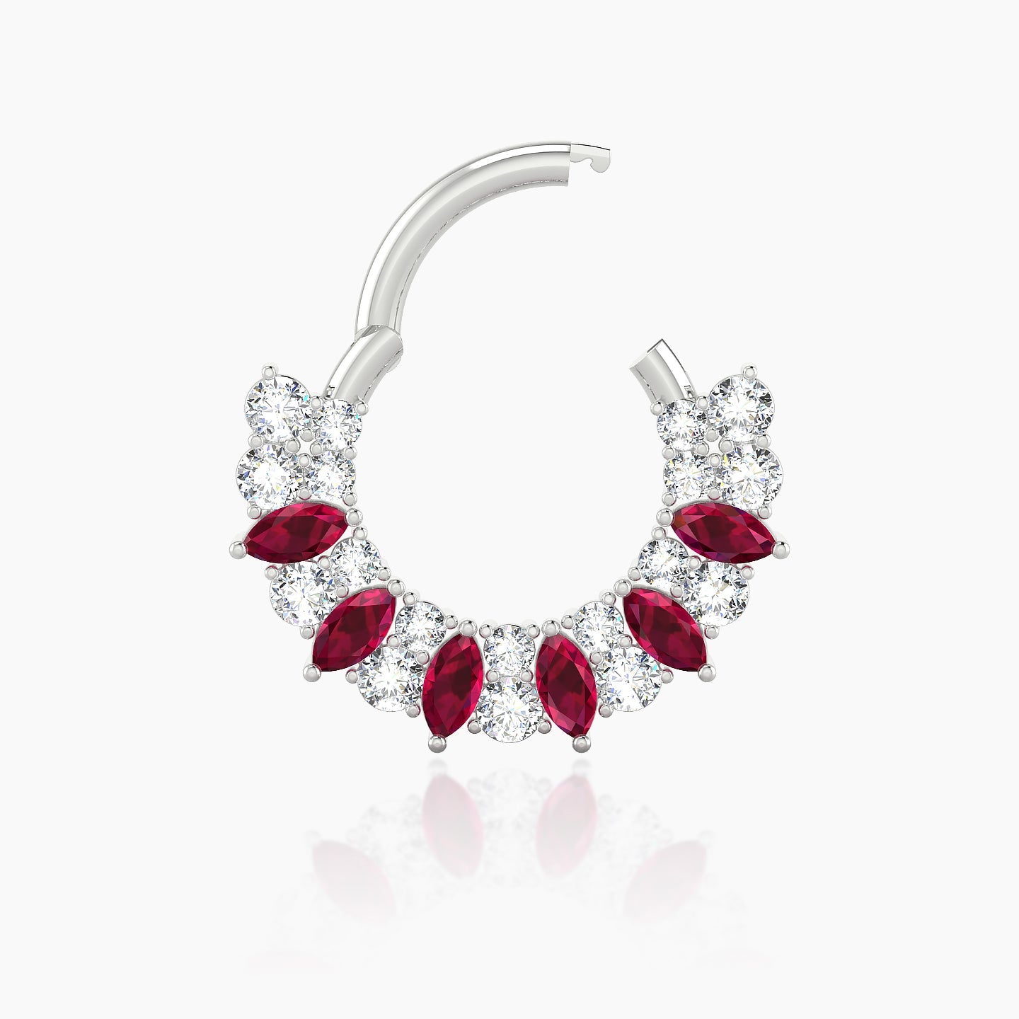 Reina | 18k White Gold 8 mm Ruby & Diamond Septum Piercing